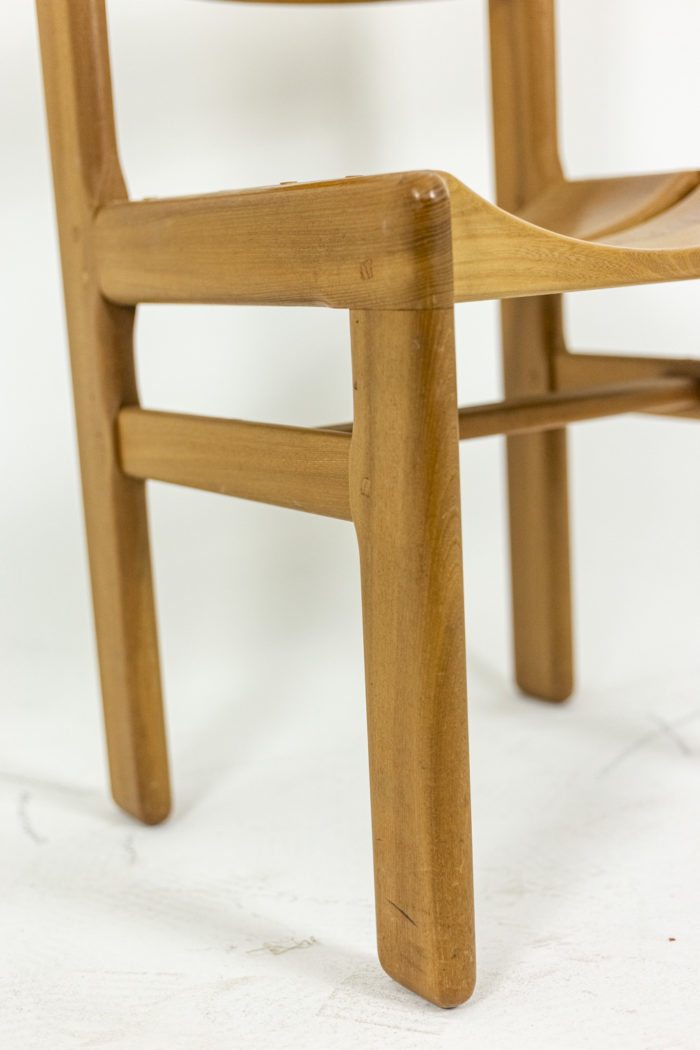 Series of six chairs in blond elm - base
