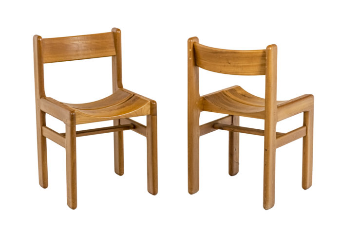 Series of six chairs in blond elm - both