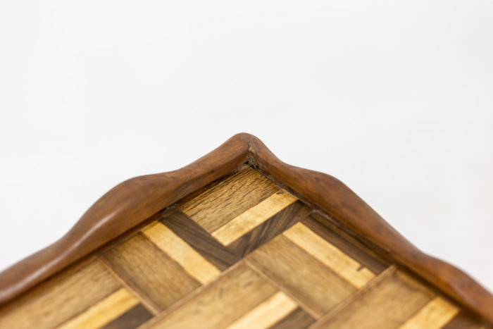 Rolling service table - marquetry and wave shape