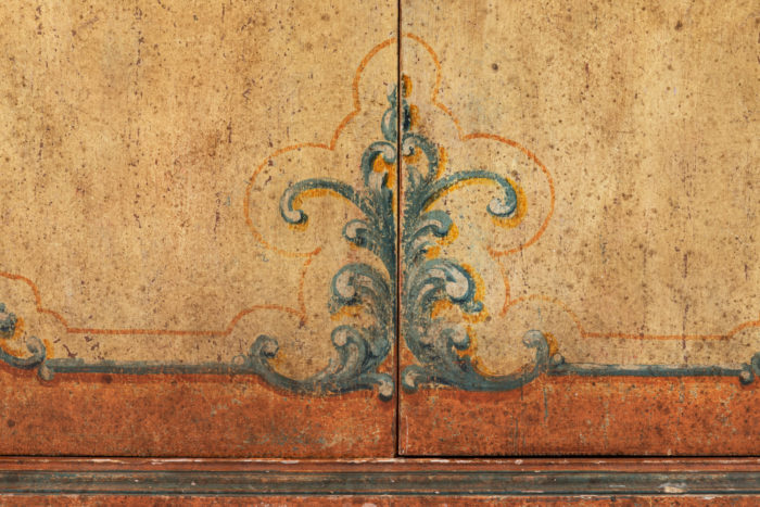 Italian painted cabinet - detail volute