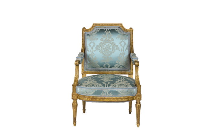 Paire de fauteuils d'apparat de style Louis XVI - face