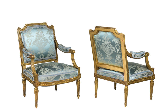 Paire de fauteuils d'apparat de style Louis XVI - la paire