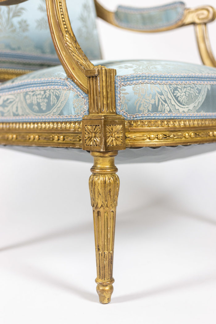 Paire de fauteuils d'apparat de style Louis XVI - base