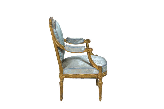 Paire de fauteuils d'apparat de style Louis XVI - profil