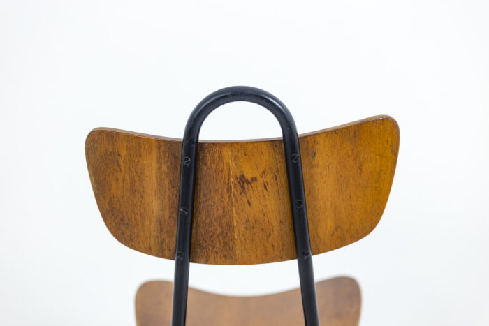 Series of four chairs in wood and metal, 1950s - back 2