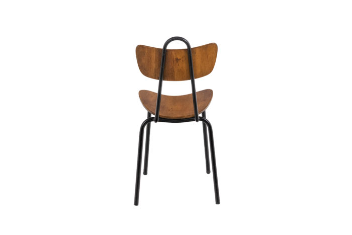 Series of four chairs in wood and metal, 1950s - back
