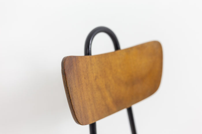 Series of four chairs in wood and metal, 1950s - back