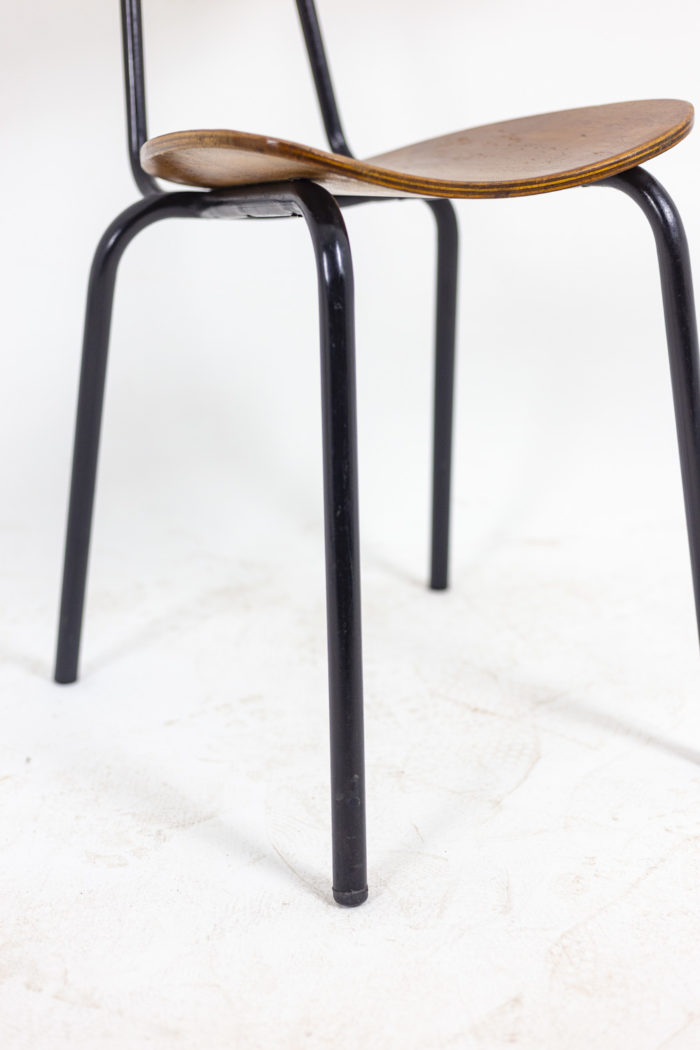 Series of four chairs in wood and metal, 1950s - base