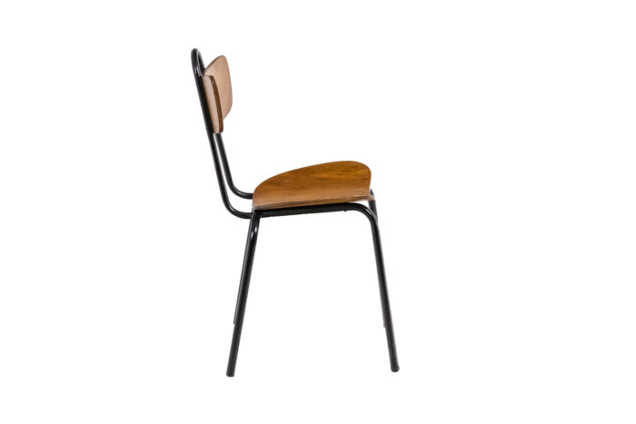 Series of four chairs in wood and metal, 1950s - profile