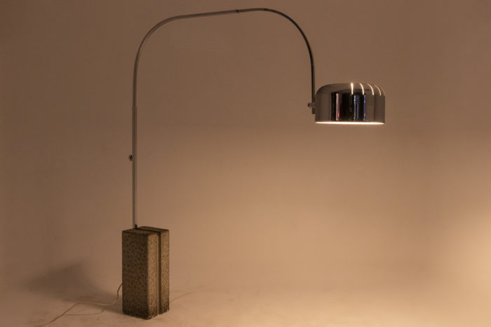arc floor lamp in metal and chrome - light