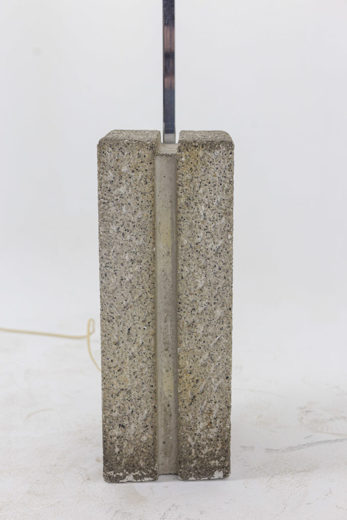 arc floor lamp in metal and chrome - base in stone