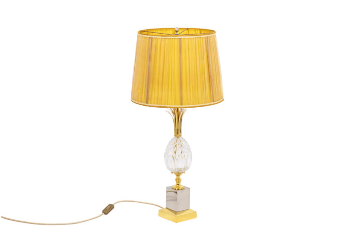 Lampe Ananas en laiton et cristal - face