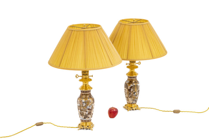 Pair of lamps in Satsuma earthenware - ladder