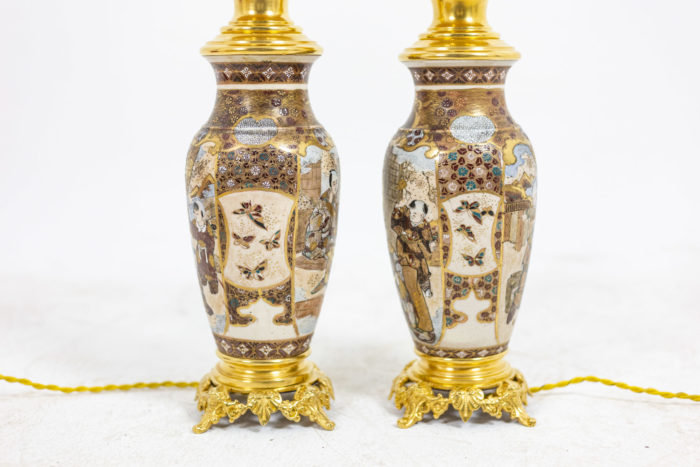 Pair of lamps in Satsuma earthenware - profile