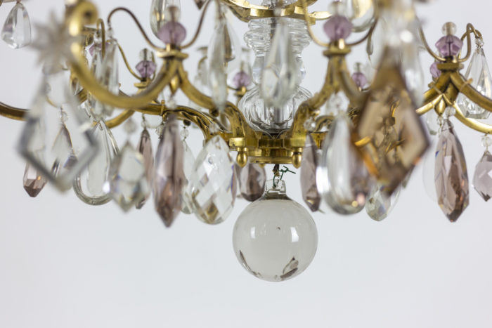 Chandelier in bronze and crystal - ball and crystal focus