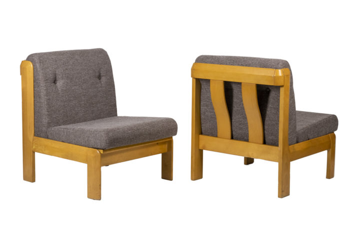 Pair of armchairs in blond beech - both