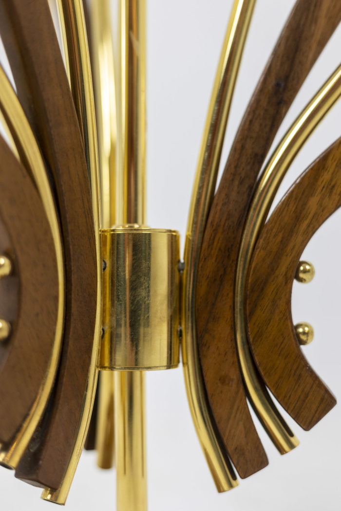 Pair of teak and gilded brass lamps - zoom