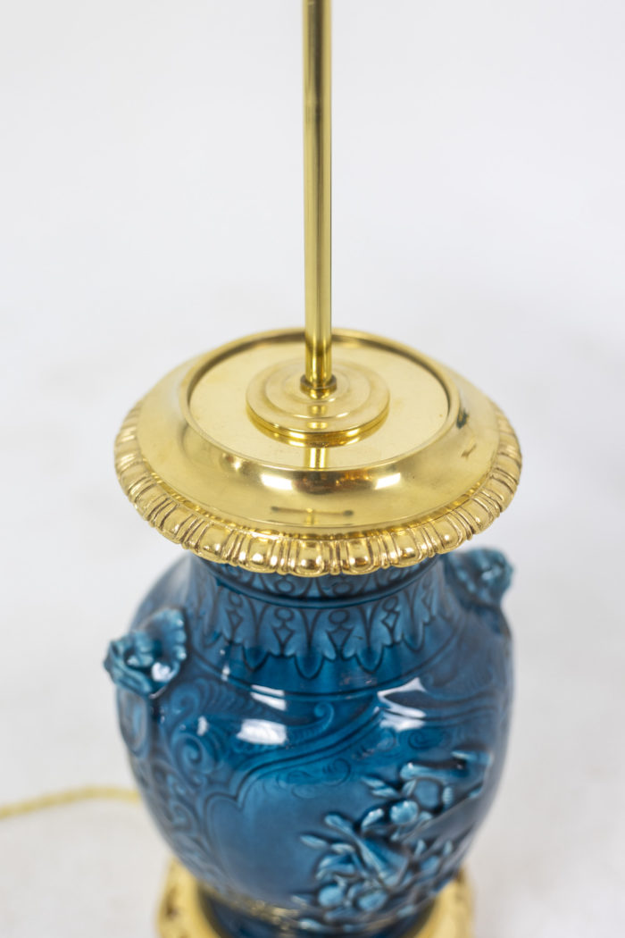 Paire de lampes bleues circa 1880 - zoom