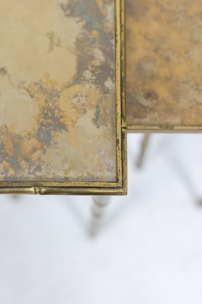 Set of three nesting tables - tray glass églomisé