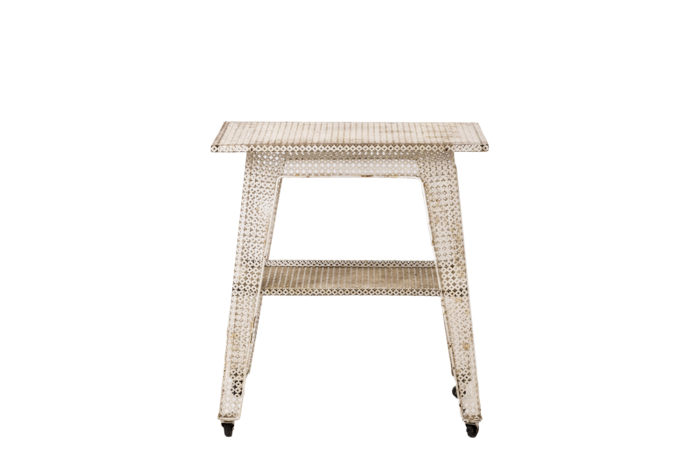 Table in iron openwork white lacquered - face