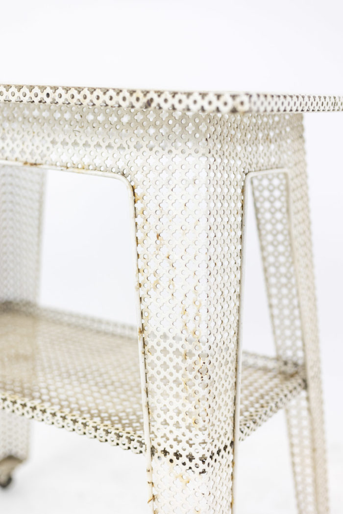Table in iron openwork white lacquered - base and trays