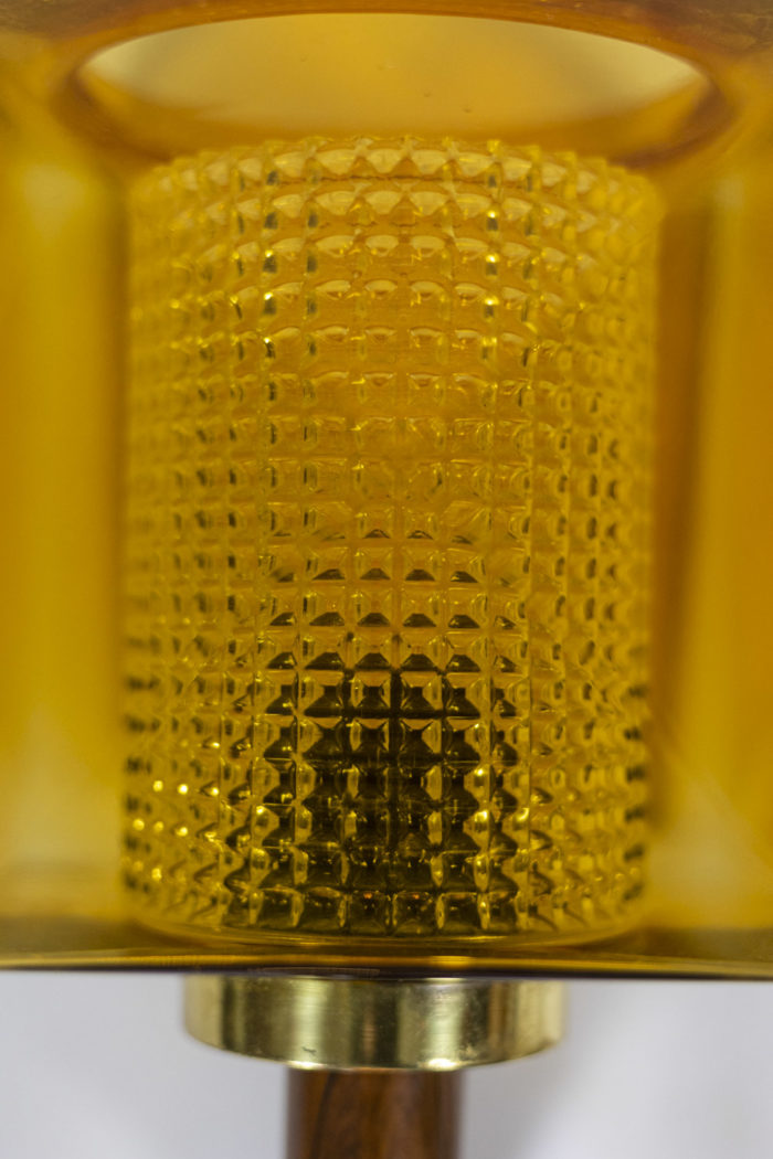 Applique suédoise en verre granité, translucide jaune et palissandre, probablement Carl Fagerlund, Circa 1960 - détail