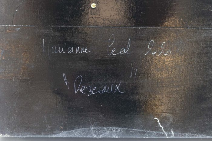 Panneau en marqueterie de paille - signature