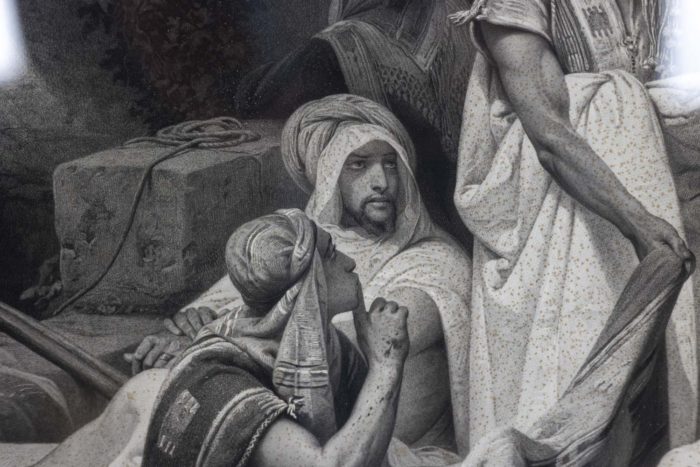 After Horace Vernet, Engraving entitled "La halte", 19th century - detail characters