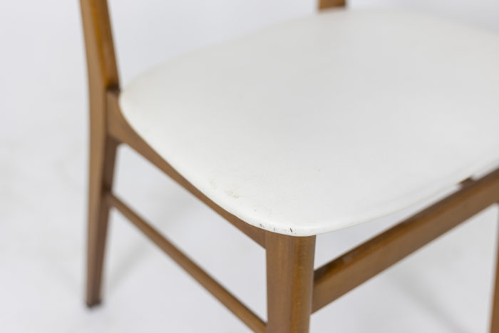 Chair in teak and white leather, 1960s - seat in white leather