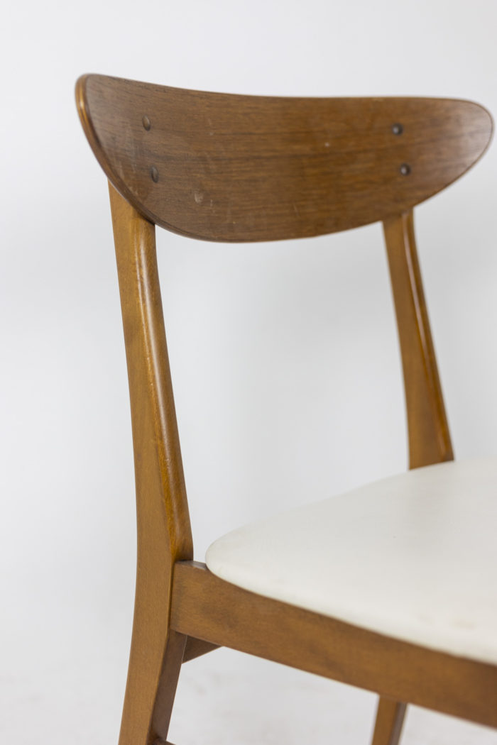 Chair in teak and white leather, 1960s - seat and seatback