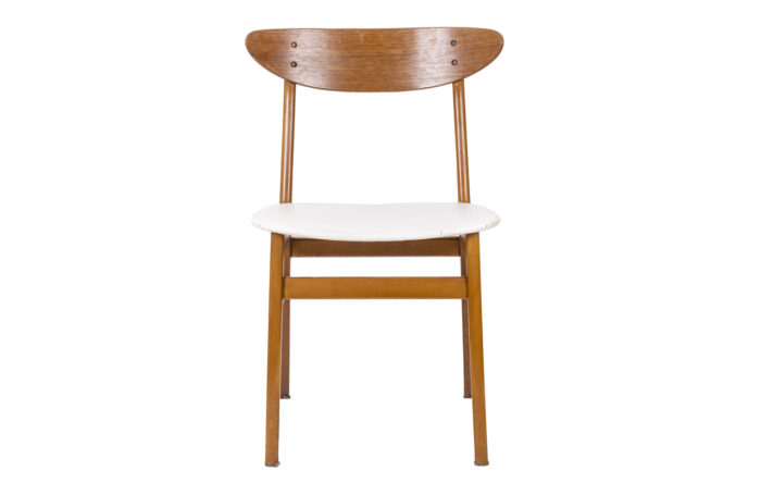 Chair in teak and white leather, 1960s