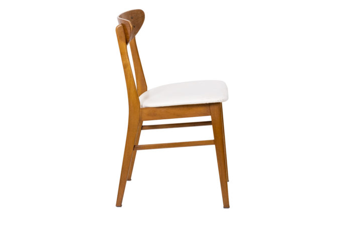 Chair in teak and white leather, 1960s - chair in profile