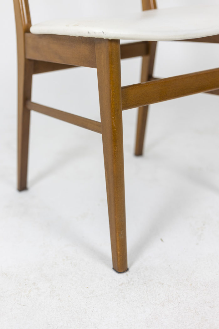 Chair in teak and white leather, 1960s - piètement et traverses