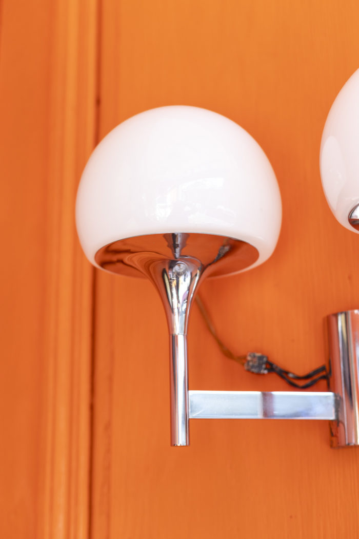 Pair of wall sconces attributed to Gaetano Sciolari - chrome