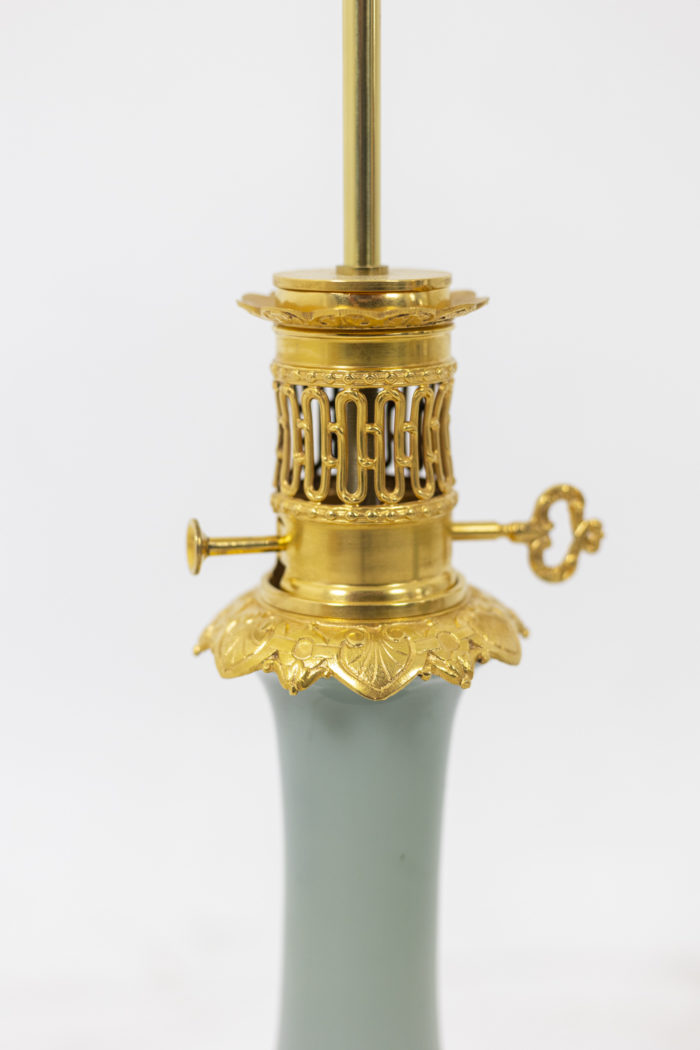 Pair of lamps in céladon porcelain and gilt bronze, circa 1880 - mounth in gilt bronze