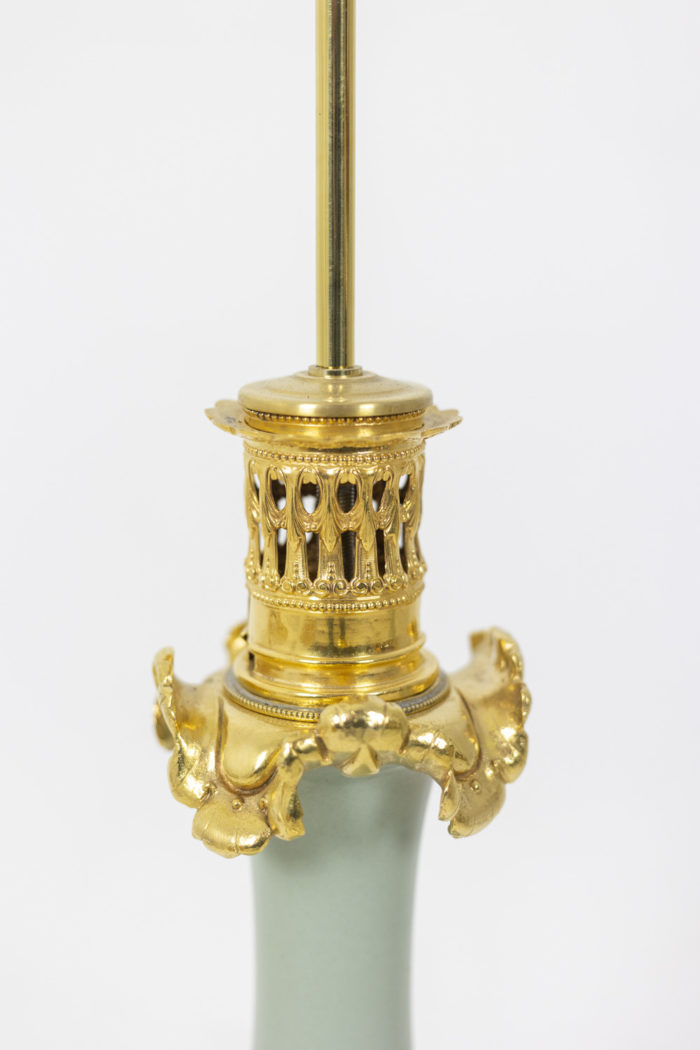 Pair of lamps in porcelain of céladon and bronze, circa 1880 - gilded bronze