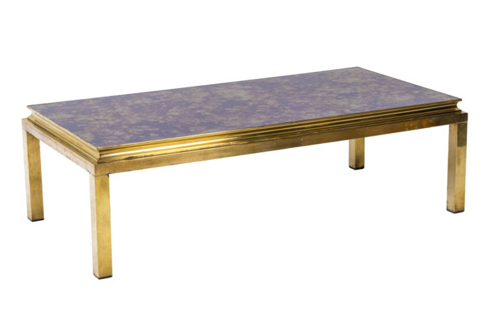 Coffee table in golden brass and oxidized mirror, 1970s - 3:4