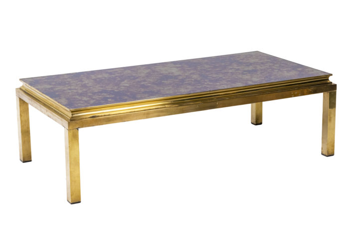 Coffee table in golden brass and oxidized mirror, 1970s - 3:4