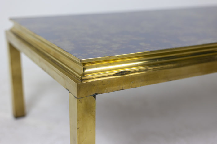 Coffee table in golden brass and oxidized mirror, 1970s - base