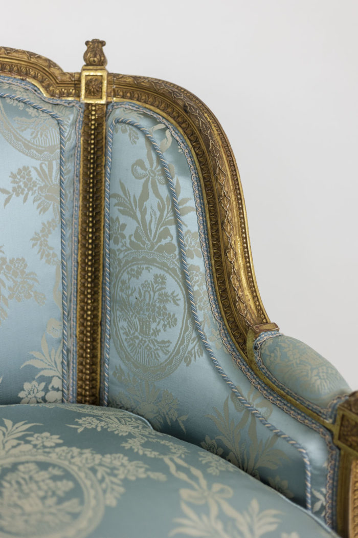 Pair of Louis XVI style armchairs in gilded wood, circa 1880 - accotoir et dossier