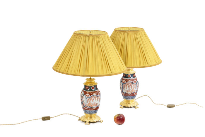 Pair of lamps in Imari porcelain and gilt bronze, circa 1880 - ladder