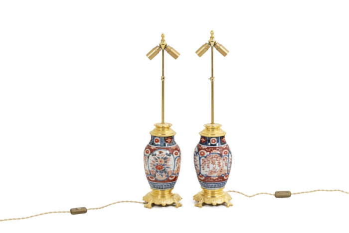 Pair of lamps in Imari porcelain and gilt bronze, circa 1880 - without lampshade