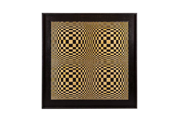 Tableau en marqueterie de paille en hommage à Victor Vasarely - face