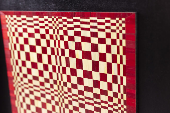 Kinetic straw marquetry panel, contemporary work - detail