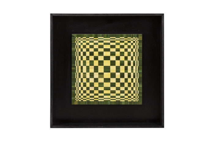 Tableau en marqueterie de paille en hommage à Victor Vasarely - face