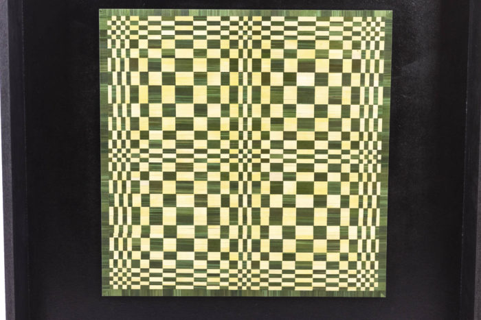 Tableau en hommage à Victor Vasarely en marqueterie de paille - focus