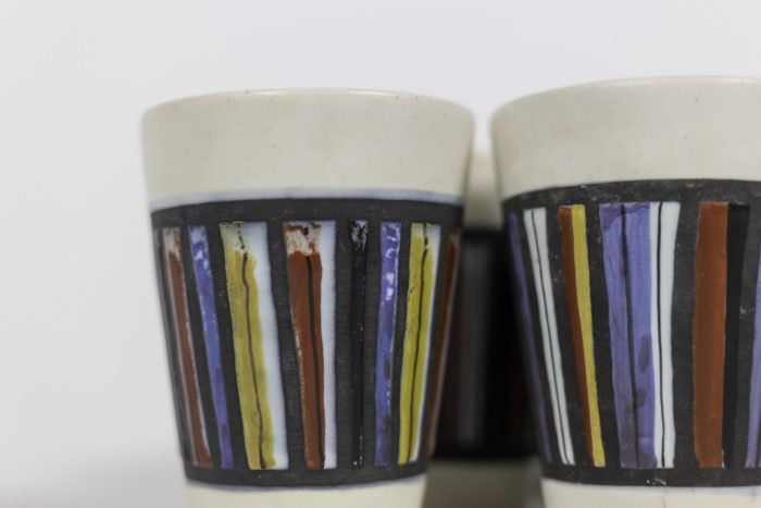 Roger Capron, Series of six glasses in ceramic, 1970s - focus