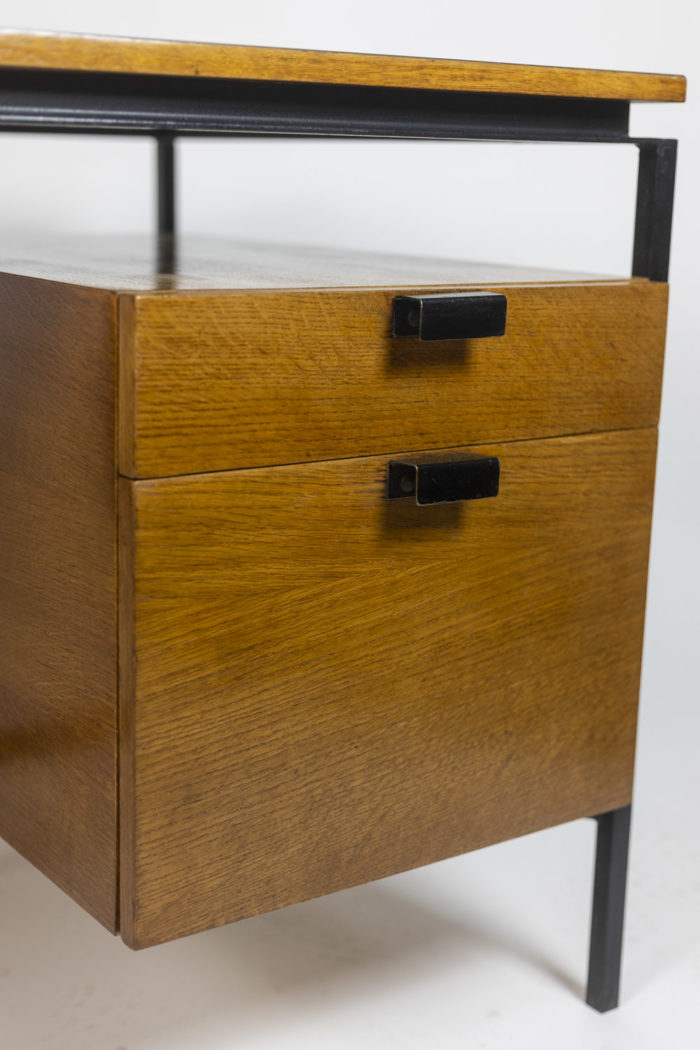 Pierre Paulin, Desk in oak and metal, 1950s - caisson