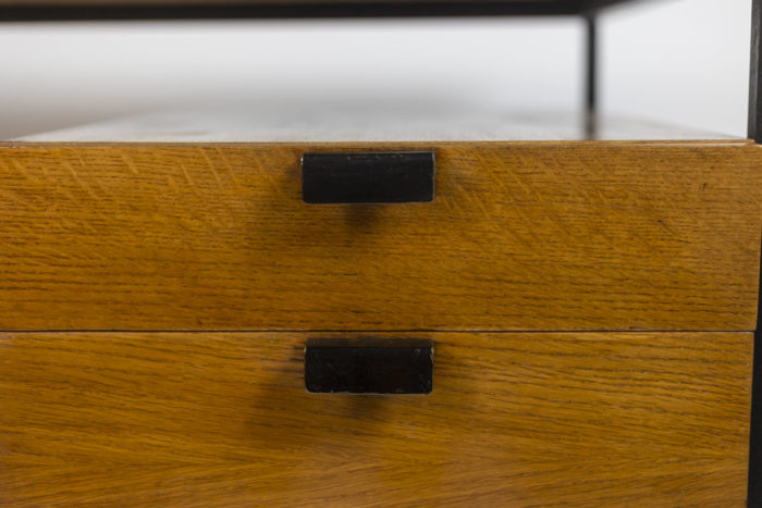 Pierre Paulin, Desk in oak and metal, 1950s - drawers