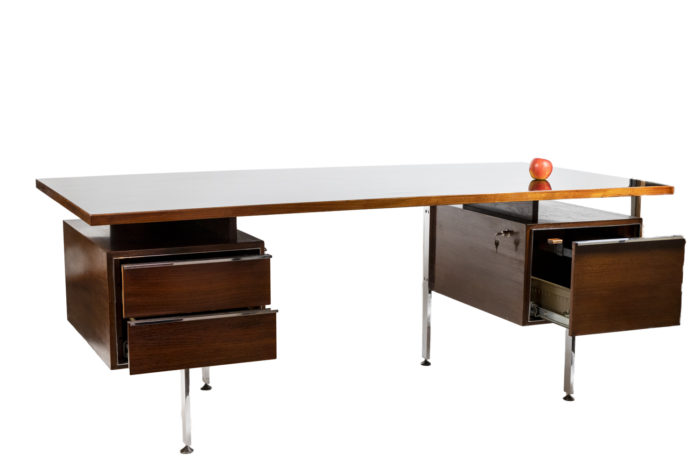 Desk in teak and chrome metal - ladder